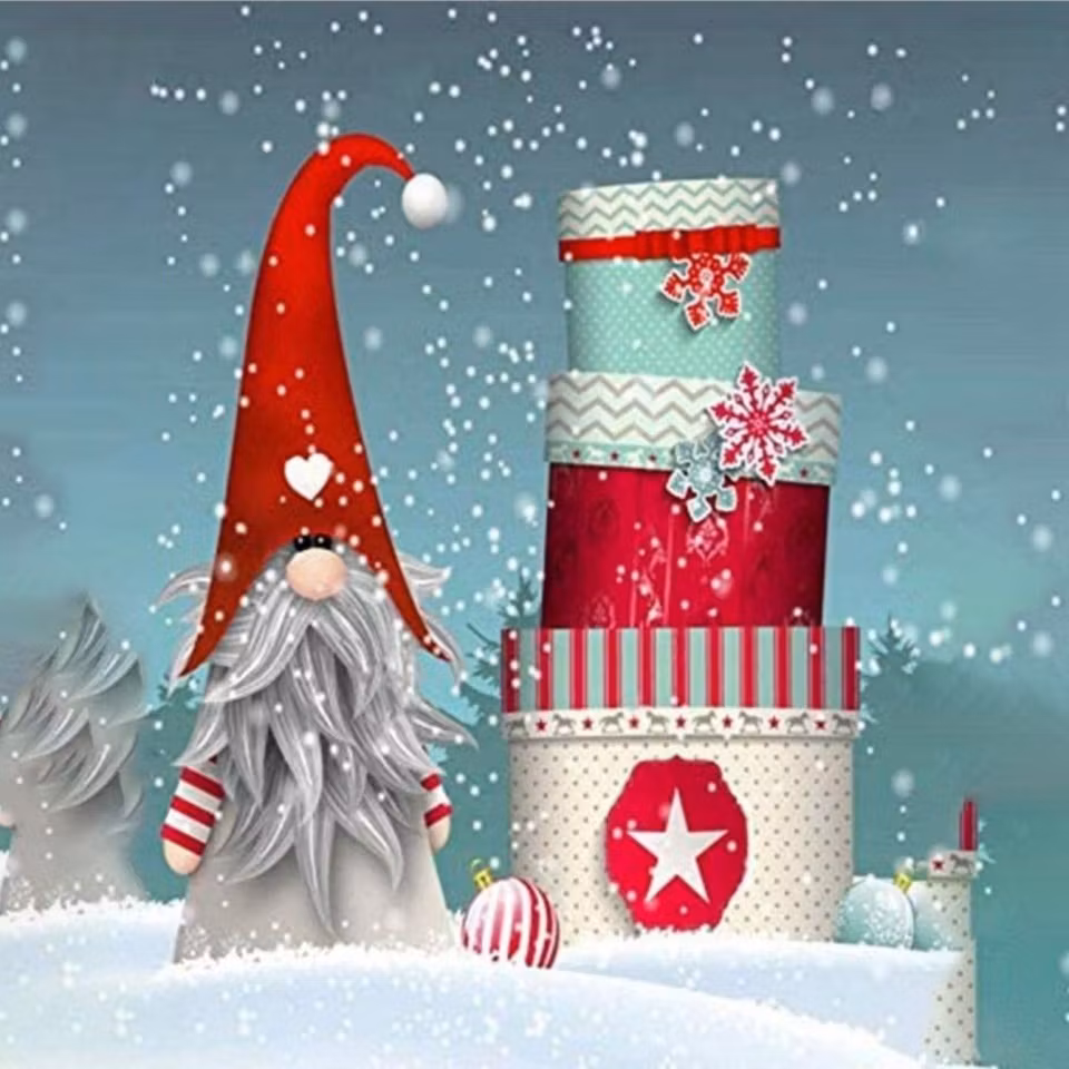 Jul vätte med hattar - Diamond Painting   - 40x30