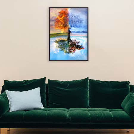 Dag/natt träd - Diamond Painting  5D - 40x30