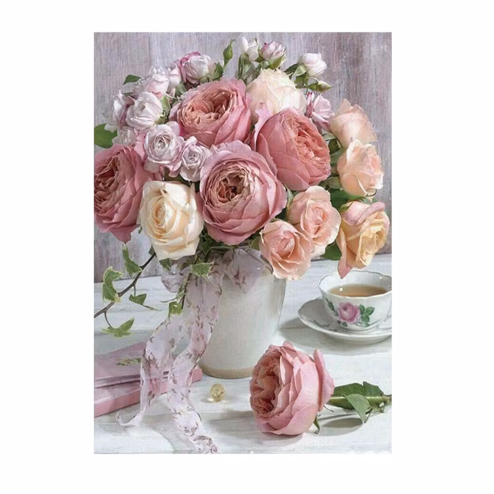 Blommor - Diamond Painting  5D - 40x30