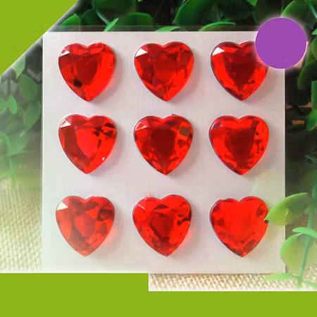Rhinestone Stickers hjärtan röda