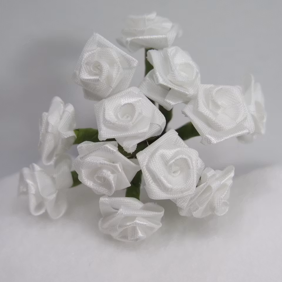 Satin rosor i bunt 12st vita
