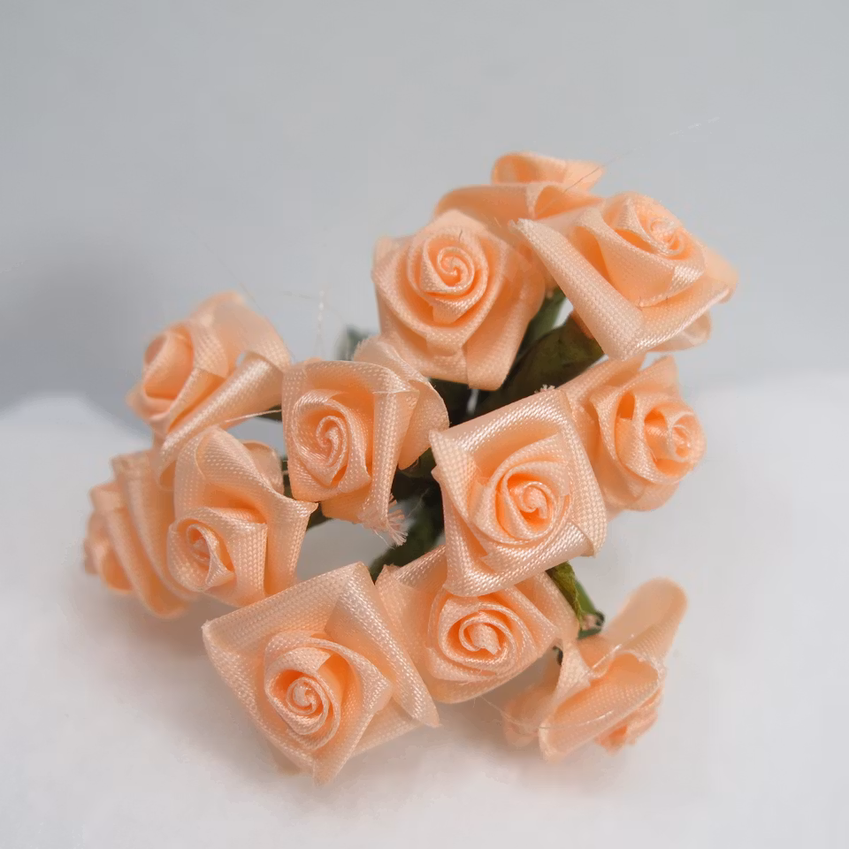 Satin rosor i bunt 12st aprikos