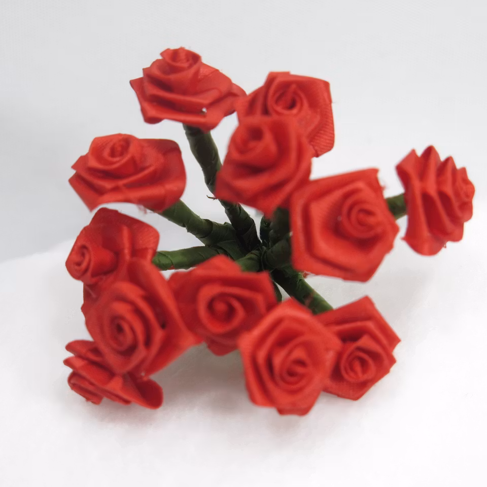 Satin rosor i bunt 12st röd