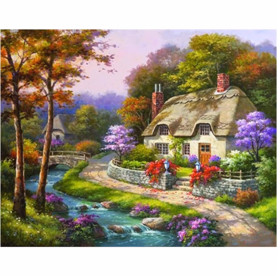 Stuga i skogen - Diamond Painting   - 30x25