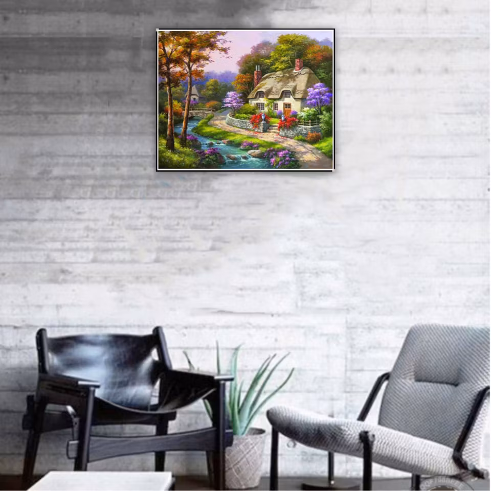 Stuga i skogen - Diamond Painting   - 30x25