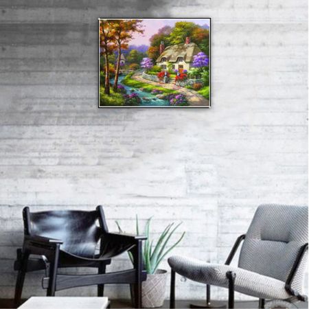 Stuga i skogen - Diamond Painting   - 30x25