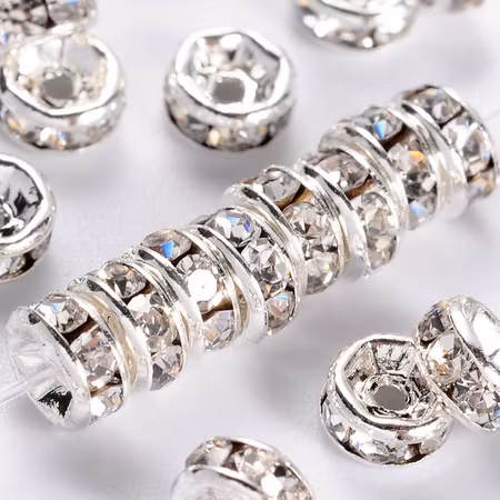 Strass rondeller klass AAA - 4mm silver/klar - 10-p