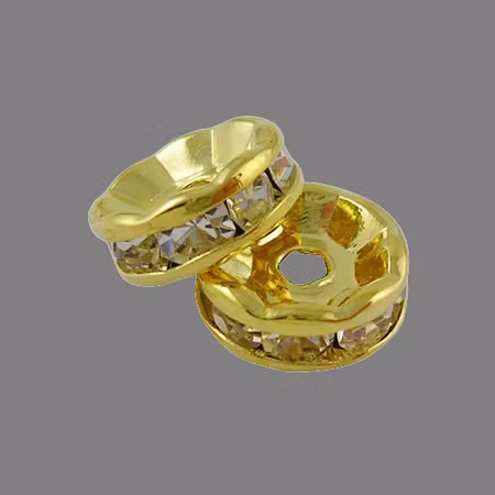 Strass rondeller klass A - 6mm guld/klar