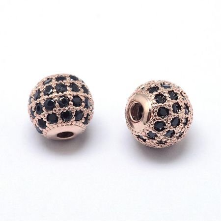 Kubisk Zirkoniumoxidpärla - roséguld/svart - 6mm