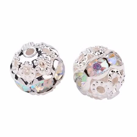 Strass pärlor - klass A - silverpläterad/regnbågs skimmrande - 8mm - 1st