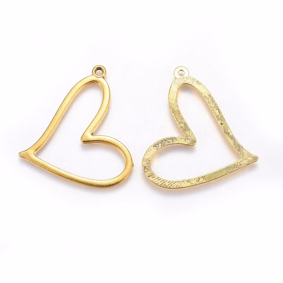 Charms - Berlock - stort hjärta - antik guld