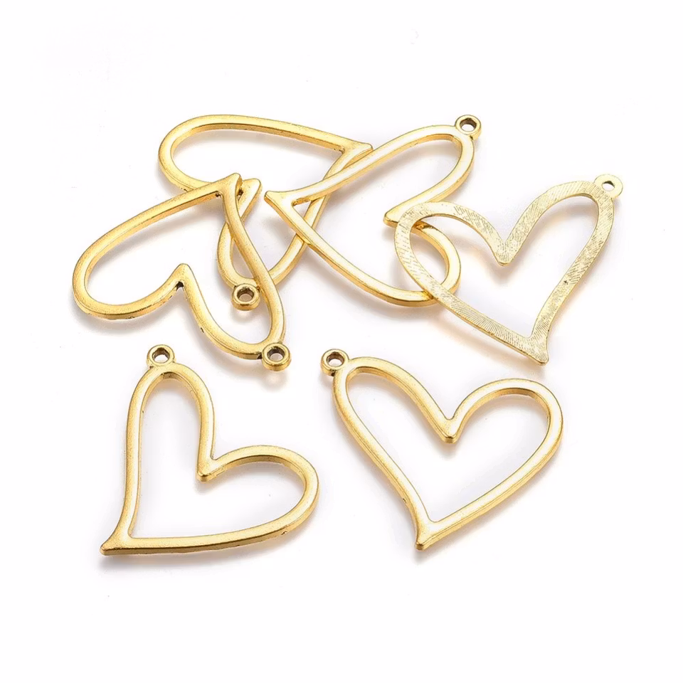 Charms - Berlock - stort hjärta - antik guld