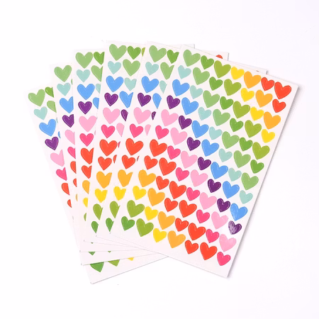 Stickers hjärtan självhäftande 1ark
