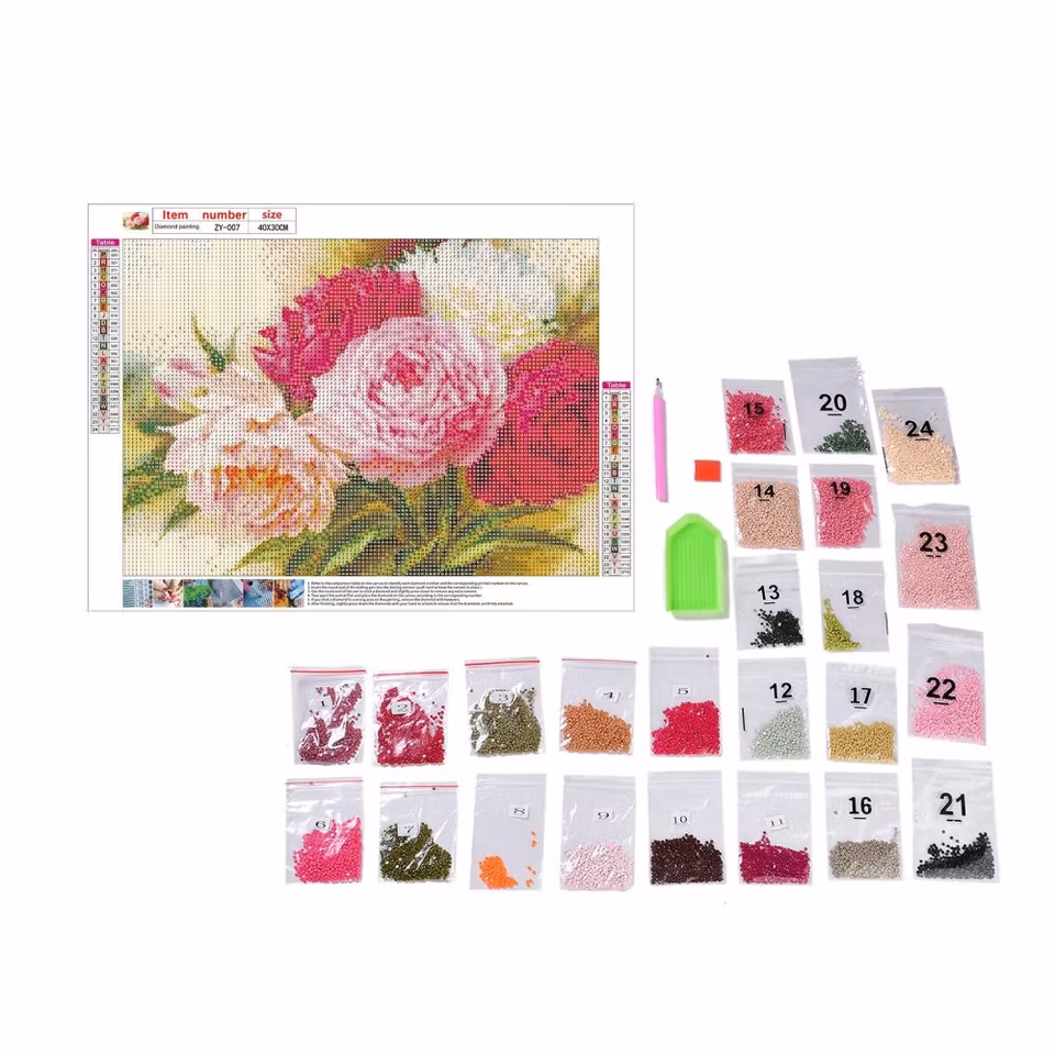 Blommor - Diamond Painting  5D - 40x30