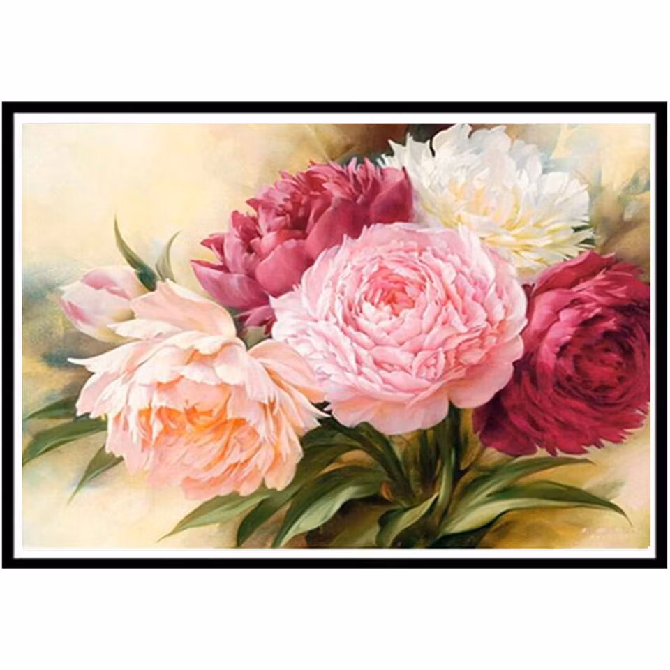 Blommor - Diamond Painting  5D - 40x30