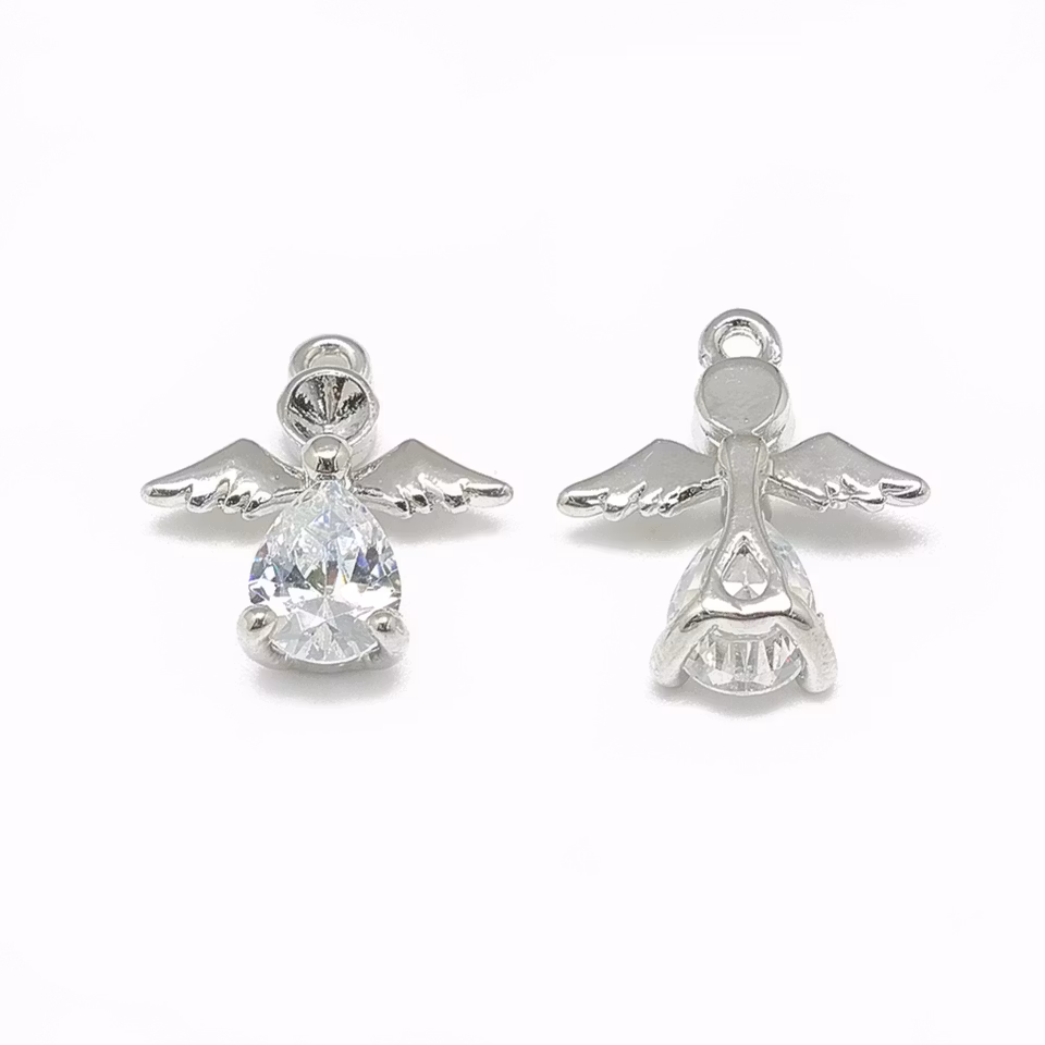 Kubisk Zirkoniumhänge Ängel - silver/strass