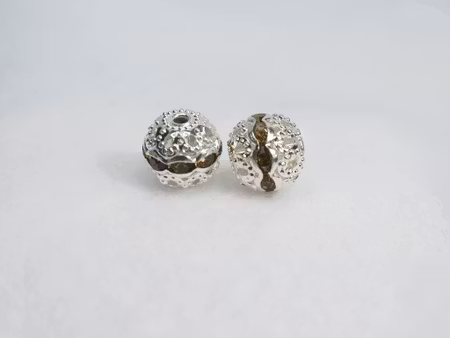 Strass pärlor - klass A - silverpläterad/gulbrun - 10mm - 1st