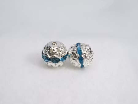 Strass pärlor - klass A - silverpläterad/blå - 10mm - 1st