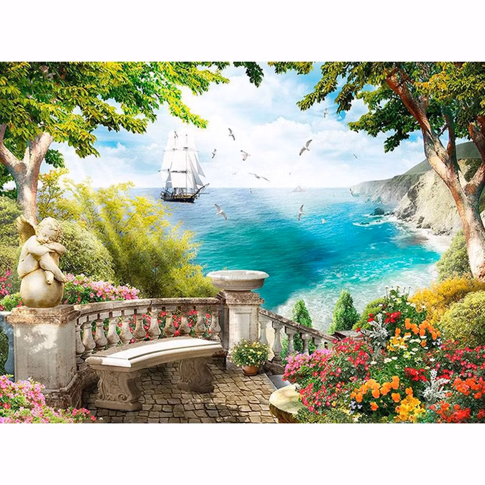 Segelbåt - Diamond Painting  5D - 40x30