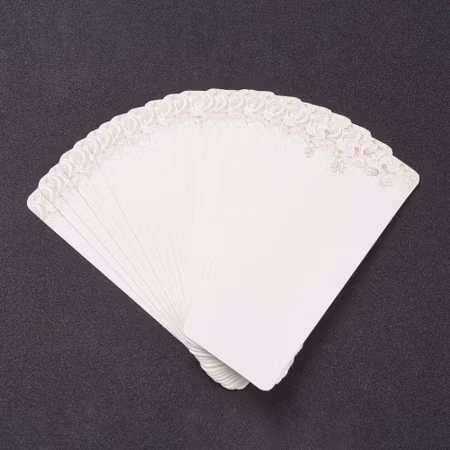 DIY bokmärkes kort - antikvit med sirligt blommönster - 20 pack