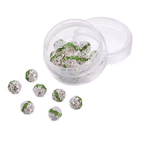 Strass pärlor - klass A - silverpläterad/grön - 8mm - 1st