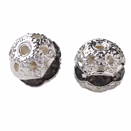 Strass pärlor - klass A - silverpläterad/mörk blå - 8mm - 1st