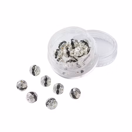 Strass pärlor - klass A - silverpläterad/mörk blå - 8mm - 1st