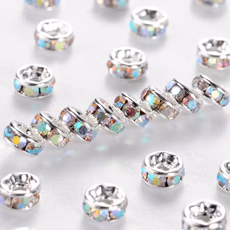 Strass rondeller klass A - 7mm  - silver/regnbågsfärgade