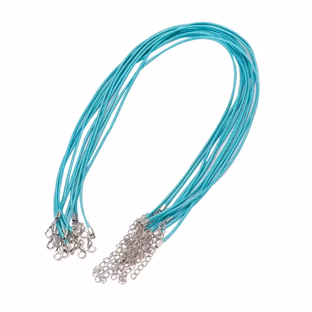 Vaxat halsband med hummer lås, mörk turkos