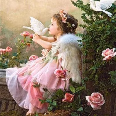 Ängel med duva - Diamond Painting   - 40x30