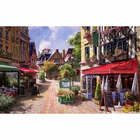 By med restaurang - Diamond Painting 5D  - 40x30