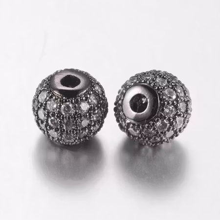 Kubisk Zirkoniumoxidpärla - svart/klar - 8mm
