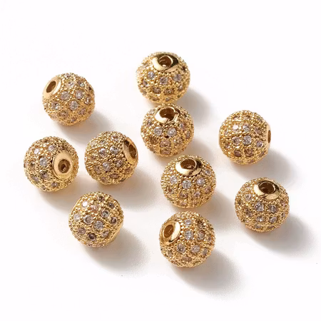 Kubisk Zirkoniumoxidpärla - guld/klar - 8mm