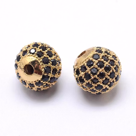 Kubisk Zirkoniumoxidpärla - guld/svart - 8mm