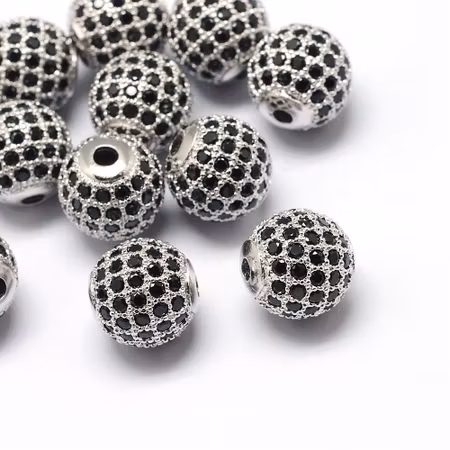 Kubisk Zirkoniumoxidpärla - silver/svart - 8mm