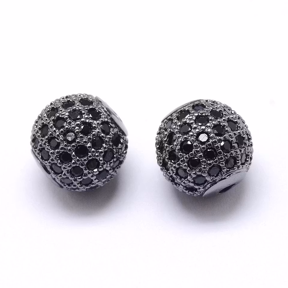 Kubisk Zirkoniumoxidpärla - svart/svart - 8mm