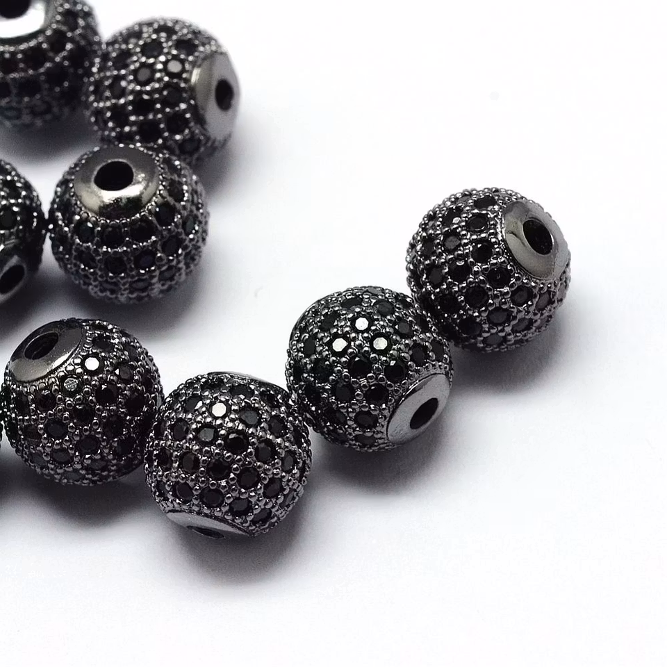 Kubisk Zirkoniumoxidpärla - svart/svart - 8mm