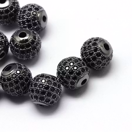 Kubisk Zirkoniumoxidpärla - svart/svart - 8mm