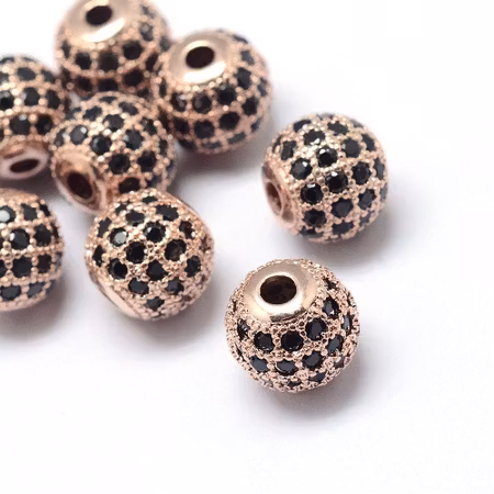 Kubisk Zirkoniumoxidpärla - roséguld/svart - 10mm