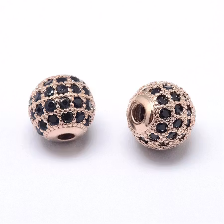Kubisk Zirkoniumoxidpärla - roséguld/svart - 10mm