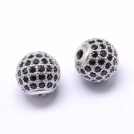 Kubisk Zirkoniumoxidpärla - silver/svart - 10mm