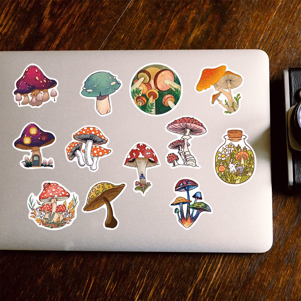 Stickers till scrapbooking - tecknade svampar - 50st