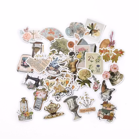 Retro stickers till scrapbooking - olika - 50st