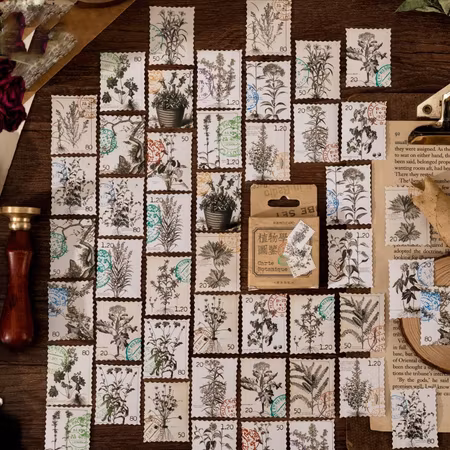 Retro stickers till scrapbooking - frimärke - 46st