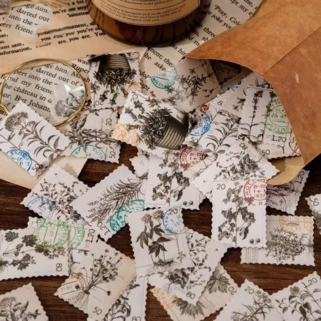 Retro stickers till scrapbooking - frimärke - 46st