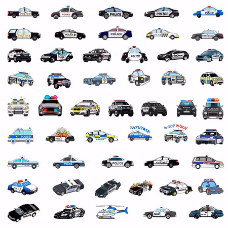 Stickers till scrapbooking - polis bilar - 50st