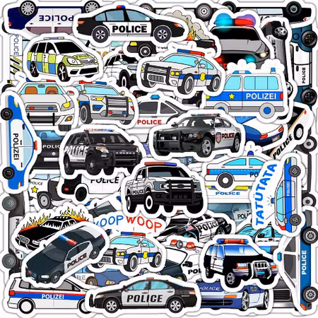 Stickers till scrapbooking - polis bilar - 50st