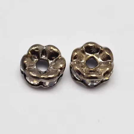 Blomster strass rondeller  - 4mm svart/klar - 10-p