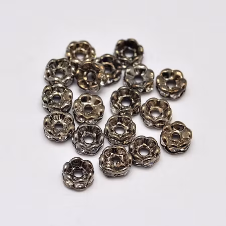 Blomster strass rondeller  - 4mm svart/klar - 10-p
