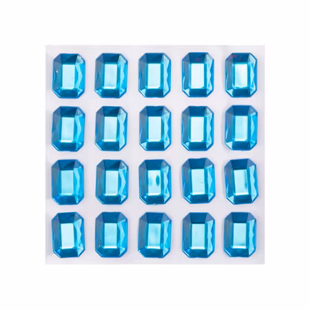 Rhinestone Stickers rektangulär djup himelsblå